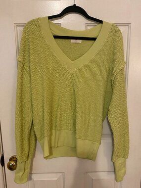 Anthropologie T.La Lime Green V-neck Sweater - Size Med